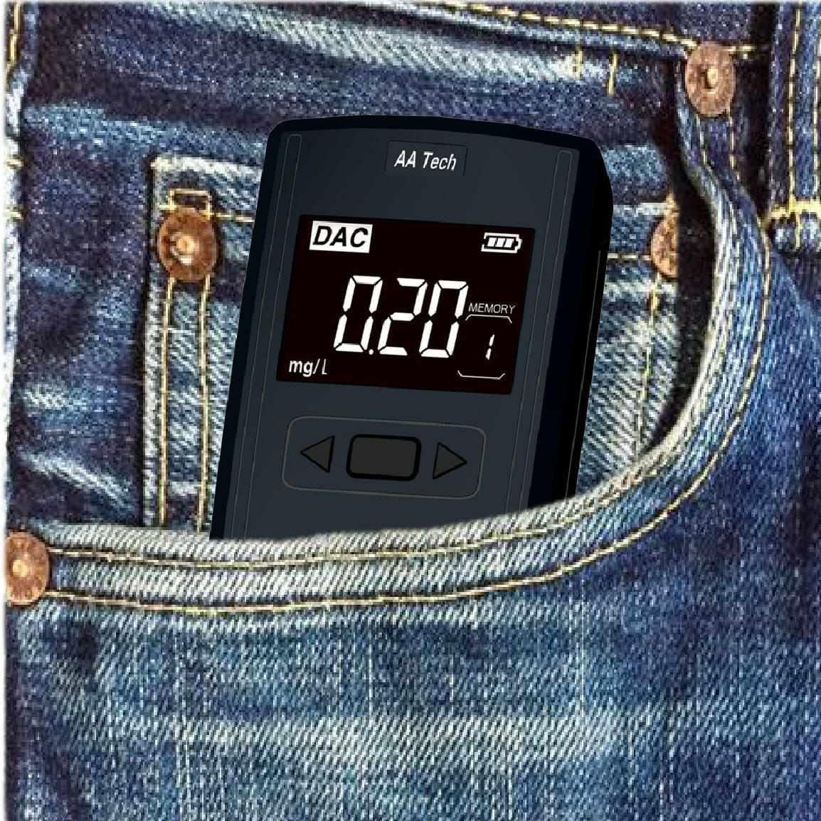 Portable Breathalyzer with High Accuracy Semiconductor Sensor, 4 Default Units can be Set, Alcohol Detector with fit 2 Different Mouthpieces (Black 1682)
