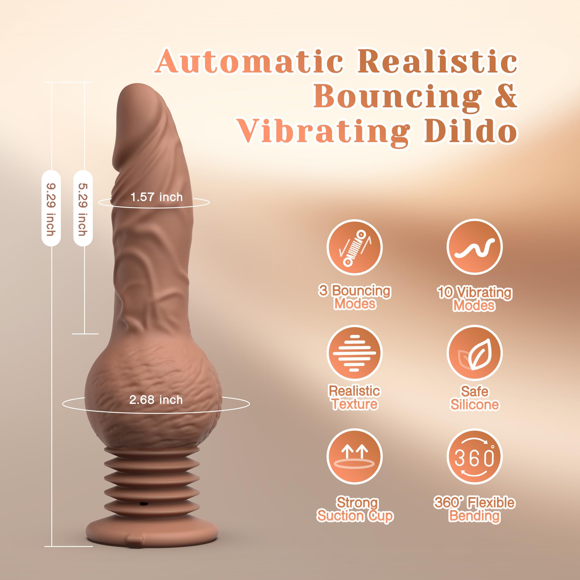 Tracy's Dog Thrusting Dildo Vibrator - Pulse Pounding Dildo G-Spot Anal Stimulation with 10 Vibrating & 3 Bouncing Modes, 9.29 Inch Realistic Dildos Adult Toys Sex Toys for Women Men Couples(Drillme): Flesh
