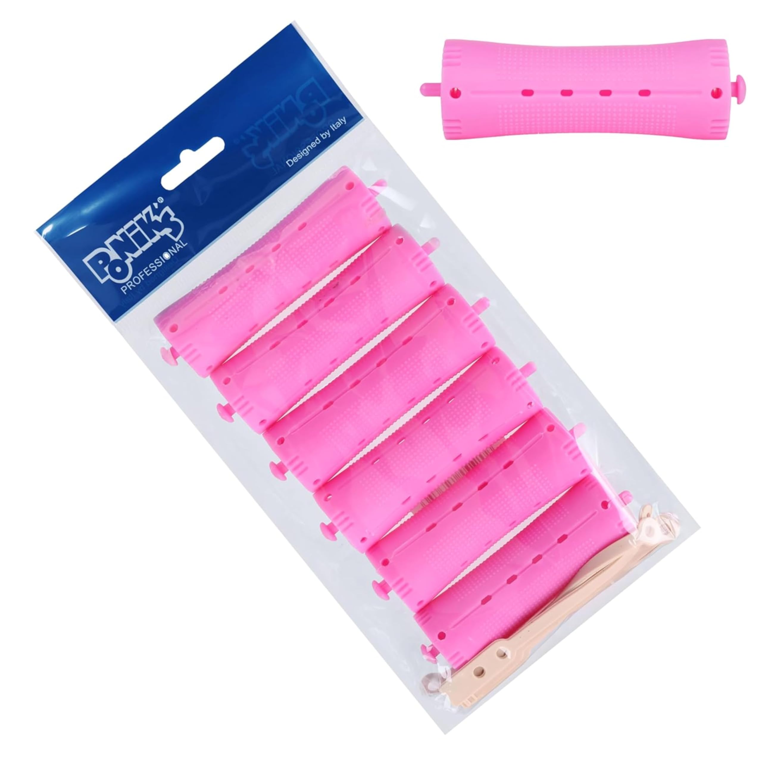 PONIK’S PROFESSIONAL Dauerwellen Wickler 28mm – Lockenwickler Set 6 Stück – Haarwickler Für Dauerwelle Mit Rundgummilaschen – Weiche Natürliche Locken Mit Volumen, Rosa