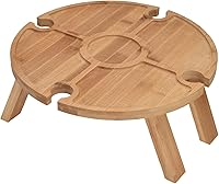 Vista 7 de Mesa de picnic plegable portátil, mesa de madera plegable al aire libre con soporte para copa de vino para senderismo, camping, cena