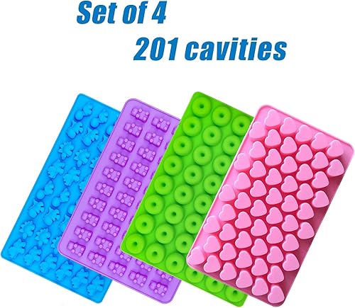 Miniatura 6 de Gummy Bear - Moldes de silicona para caramelos, moldes de goma con 2 cuentagotas, moldes de silicona antiadherentes para dulces, incluyendo mini