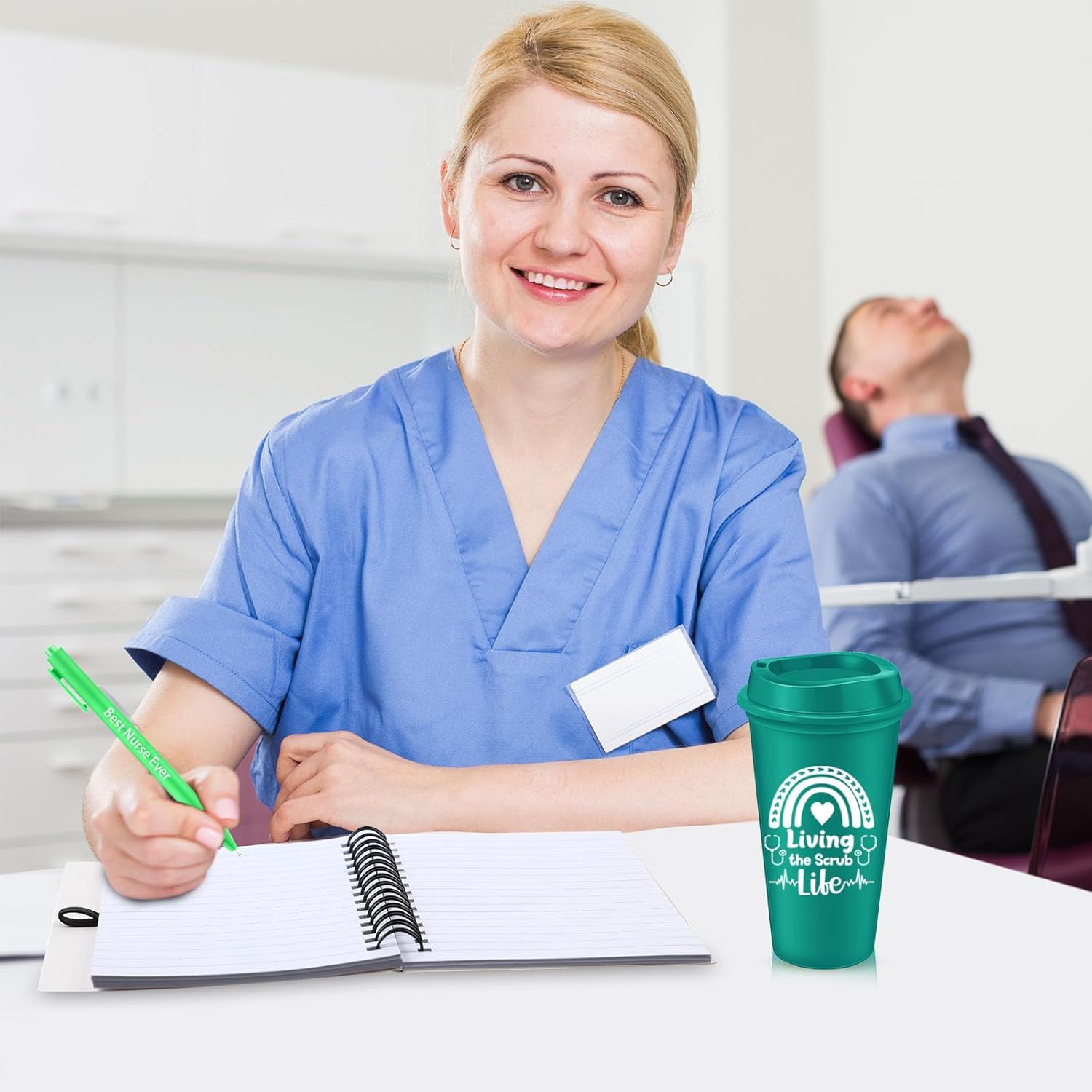 36 Pcs Nurse Appreciation Gifts Bulk 16 oz Plastic Coffee Cups Reusable Tumblers with Lid Inspirational Notebooks Pens Thank You Gifts for Nurse Women(Bright Color,Warm Style) - Image 5