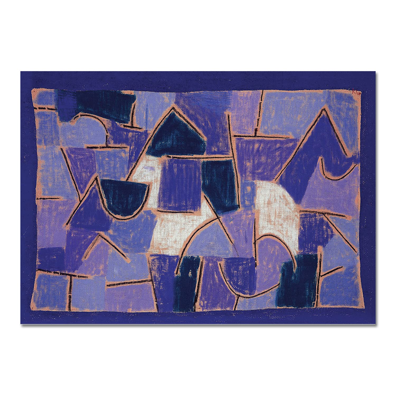 Giallobus - Pinturas - Paul Klee - Noche Azul - Vidrio acrílico plexi - 70x50 - Listo para Colgar - Cuadros Modernos para el hogar
