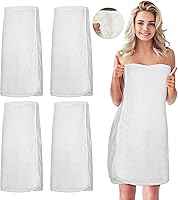 Tigeen 4-Pack Women's Spa Wrap Towels - Adjustable Elastic Closure, Soft Absorbent Bath Shower Wraps, White Size M