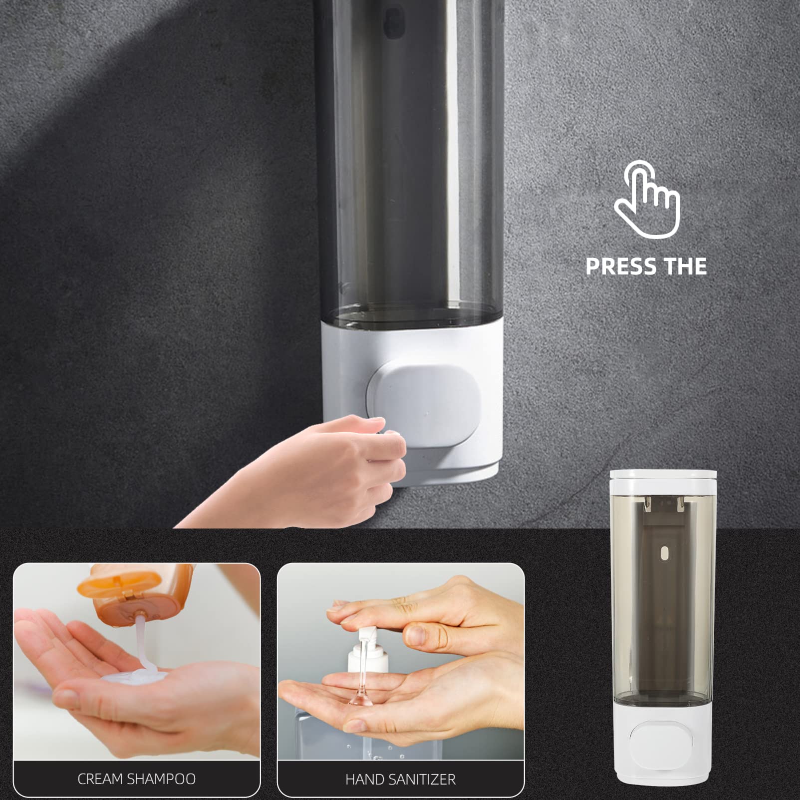 Alipis Dispenser Di Sapone Da Parete Attacco Pressione Contenitore Per Sapone Da Parete e Dispenser Per Lozione Per Bagno Cucina e Ufficio