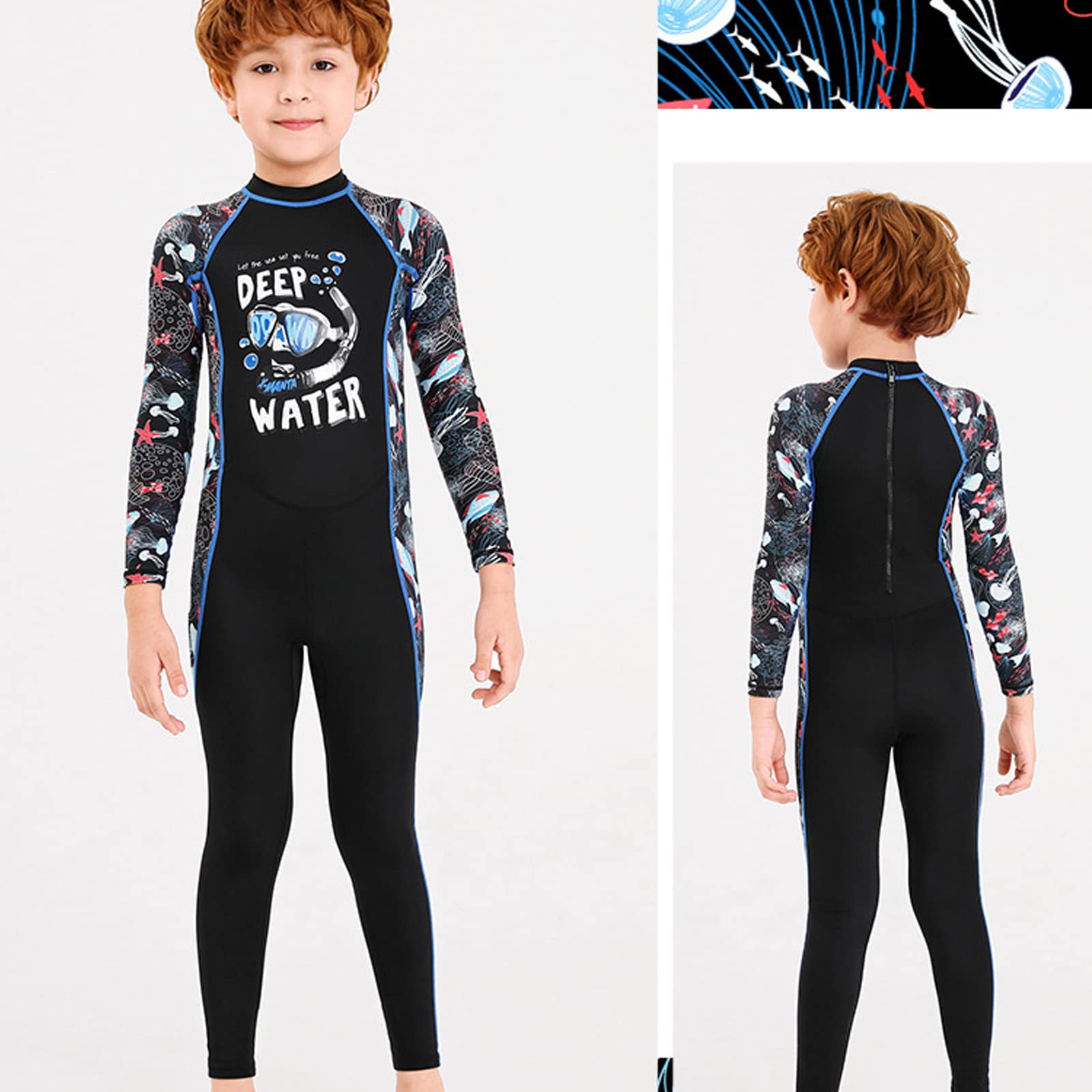 Combinaison de plongée pour Enfants garçons, Maillot de Bain Complet à séchage Rapide et Respirant pour Le Surf, la Natation et la plongée (Noir S)
