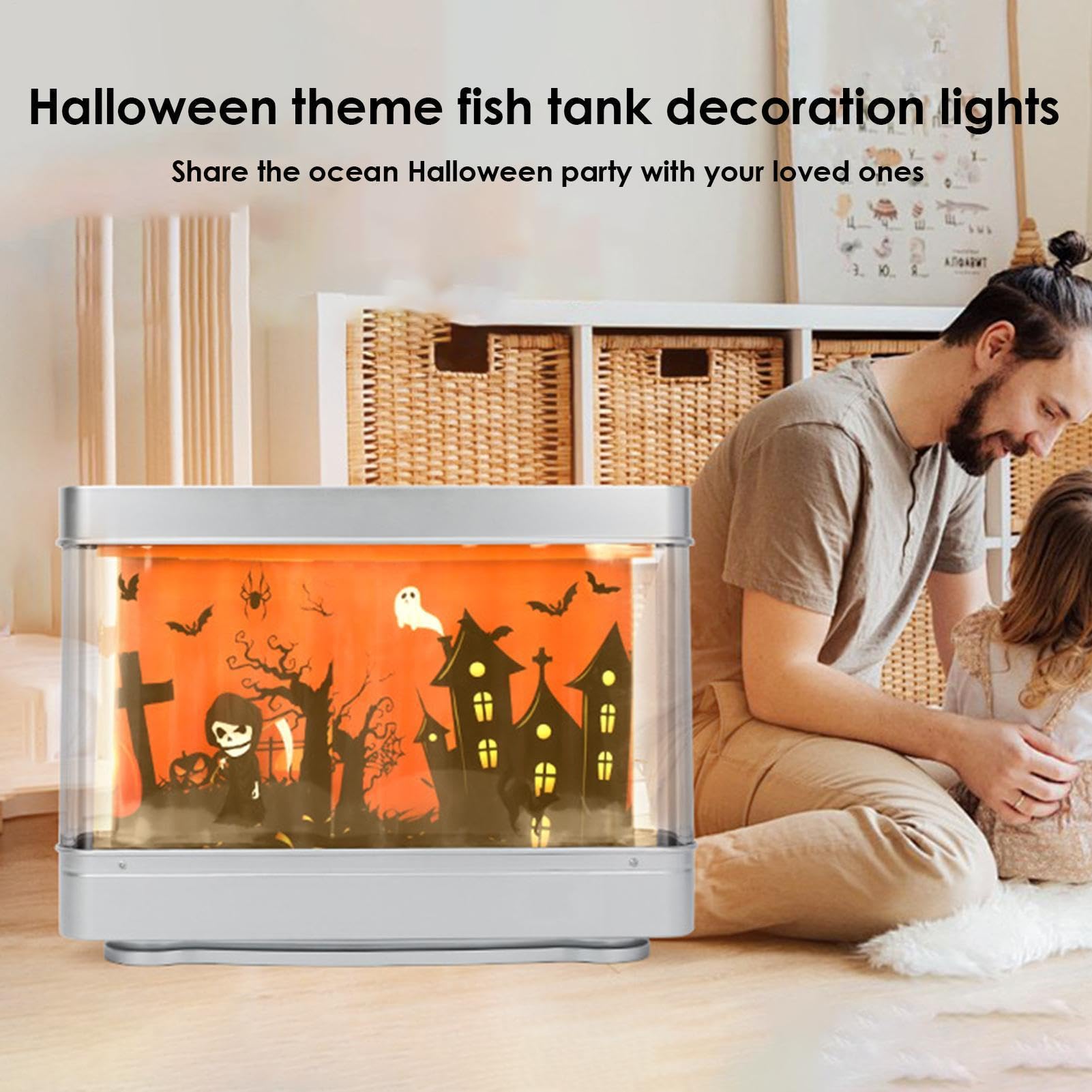 Luz LED artificial para pecera de Halloween, acuario falso LED, luz de mesa