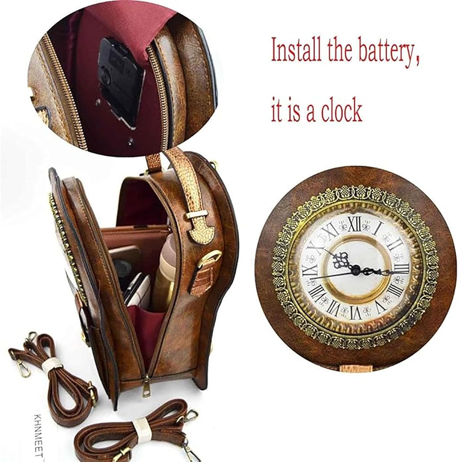 Women's Real Working Clock Bag, Workable Clock Crossbody Handbag Time Function Collection Shoulder Dropship Bag - Image 3
