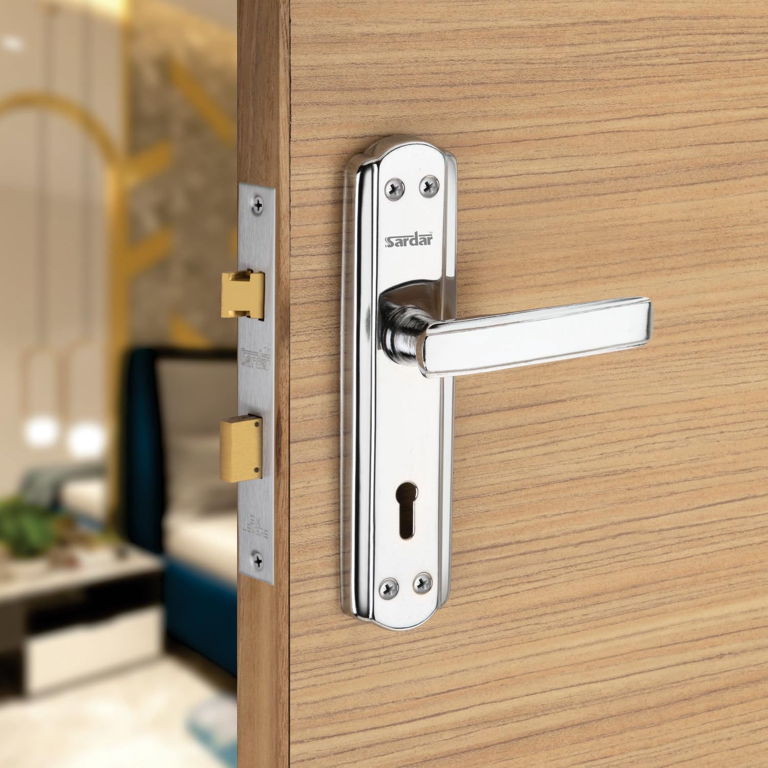 Datsun CP Iron Handle Set 7 Inch|2 Keys | 6 Lever Single Turn Lock Set| Handle Set for Door, Bathroom, Bedroom, Living Room| (Silver)