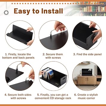 CroBlissful 2 Set Wooden DVD and CD Storage Box Cassette Tape Display Stand Holder Rack with Carrying Handle, Organizer Shelf for Movie Cases, Each Can Store up to 36 CDs and 26 DVDs (Black)