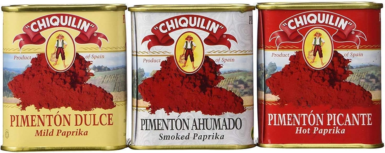 Chiquilin Mild, Smoked and Hot Spanish Paprika Set (Pack of 3)