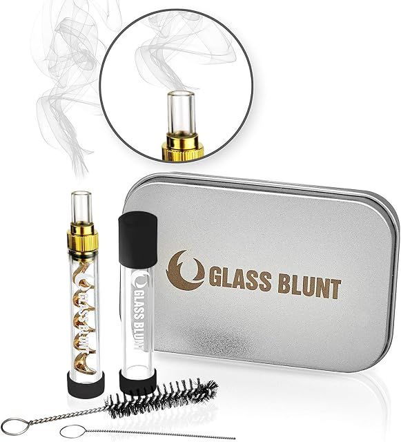 Glass Blunt Mini Glass Pipe, 3x More Compact Than it's Big Brother Glass Blunt Smoking Pipe From the Original Glass Blunt Brand. 1 Twisty Glass Blunt Holds Up To 1 Gram of Pure Herb