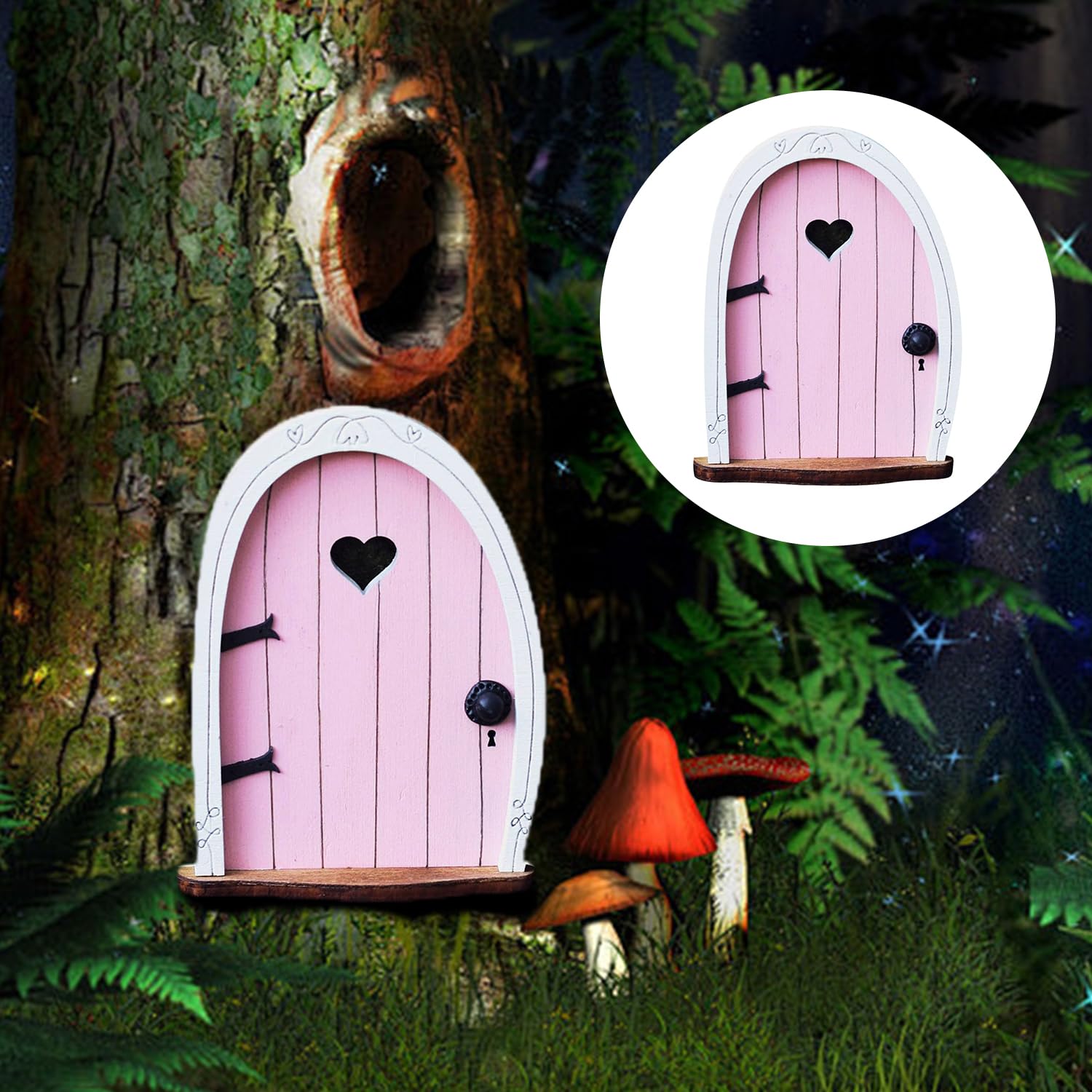 JNAWA Fairy Door Miniature World Garden Fairy Door Decoration Magical Garden Outdoor Decor Accessories for Yard Art Sculpture Mystical Fairy Tree - Image 4