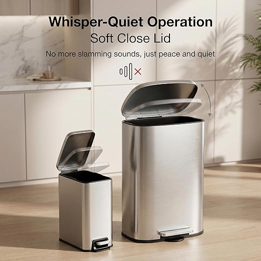 Set de 2 Canecas de Basura con Pedal 50L + 6L Acero Inoxidable miniatura 7
