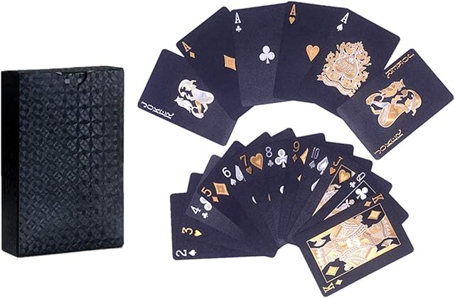 TOPWAYS Waterproof Plastic Playing Cards, Deck of Cards Poker Cards for Party and Games (Black)