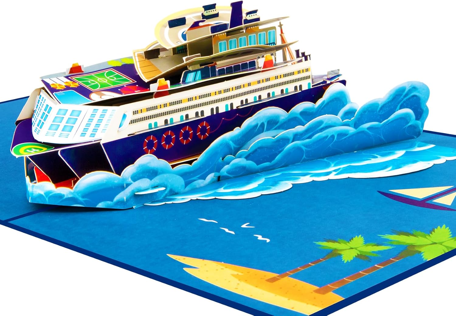 GREETING ART Cruise Ship Pop Up Card, Cruise Birthday Card,Travel, Ocean, 3D Greeting Cards for Fathers Day, Retirement, Graduation, Anniversary