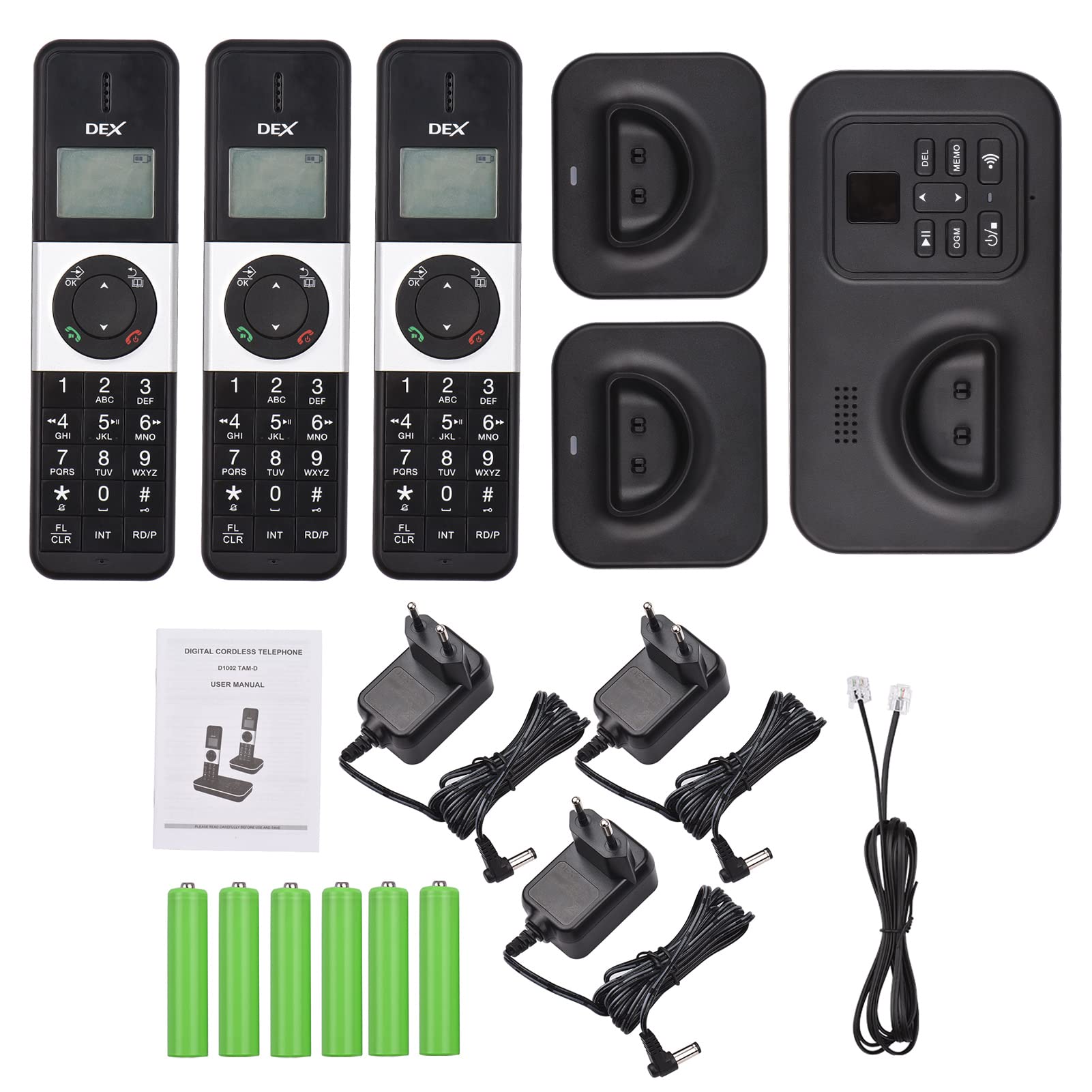 Domary TELEFONO CORDLESS CON SEGRETERIA UFFICIO PER CONFERENZE A CASA (Spina europea)
