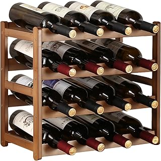 Wine Rack Storage,Bamboo Wine Racks Cabinet Shelf,4-Tier 16 Bottles Free...