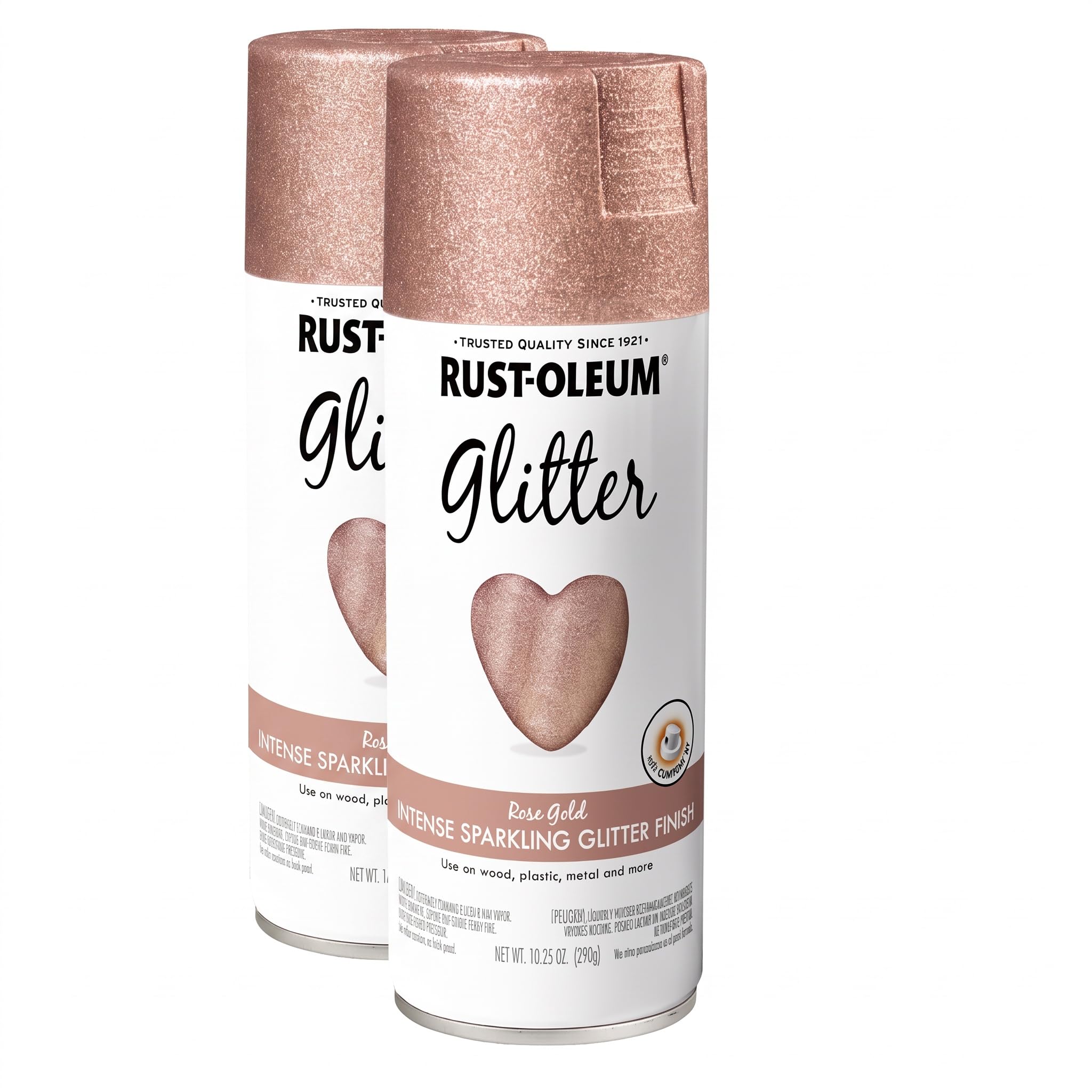 Rust-Oleum 344697 Specialty Glitter Spray Paint, 10.25 Oz, Rose Gold (Pack of 2)