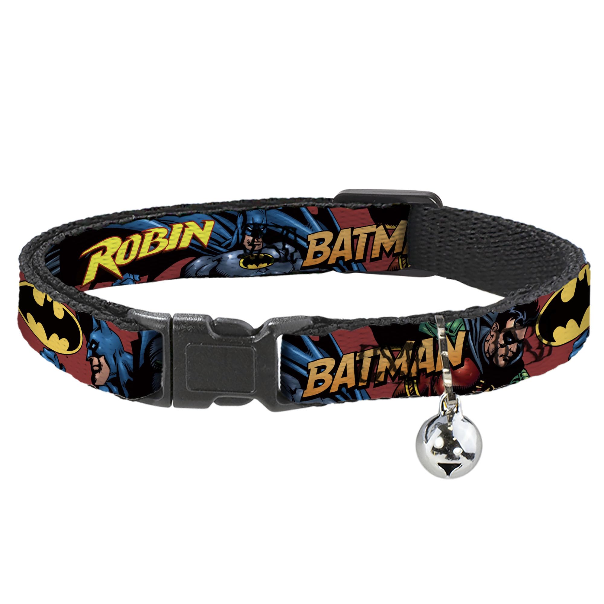 Breakaway Batman Robin in Action Cat Collar, 8-12 inch, 1/2 inch Wide, Burgundy