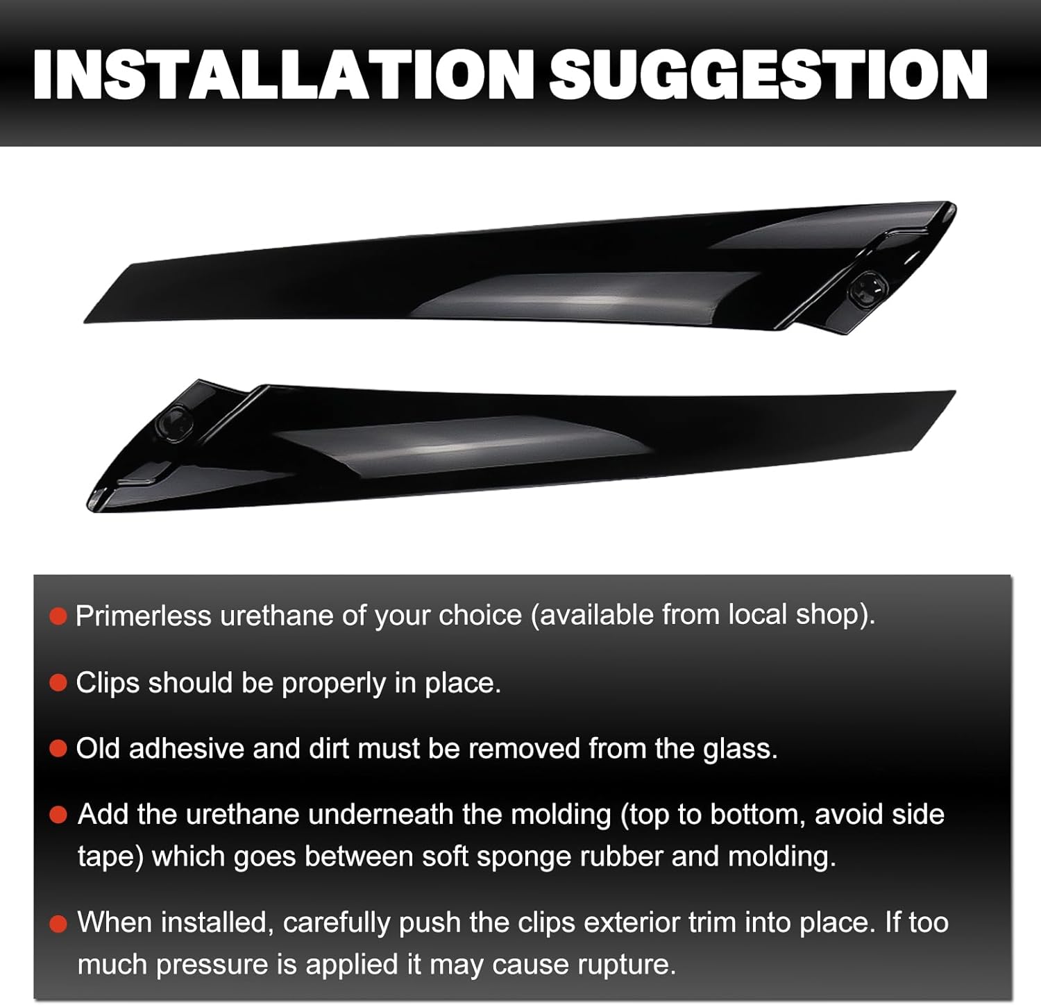 Windshield Pillar Trim Exterior Molding Pair Front Right Passenger and Left Driver Side Compatible with 2014-2019 Kia Soul 86170-B2000 86180-B2000 Kia Soul Windshield A-Pillar Trim