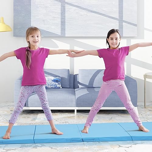 Miniatura 4 de ZENOVA Colchoneta de gimnasia de 6 x 3 x 2 pulgadas, 4 x 8 x 2 pulgadas, esterilla de ejercicio para el hogar, aeróbicos, entrenamiento, plegable,