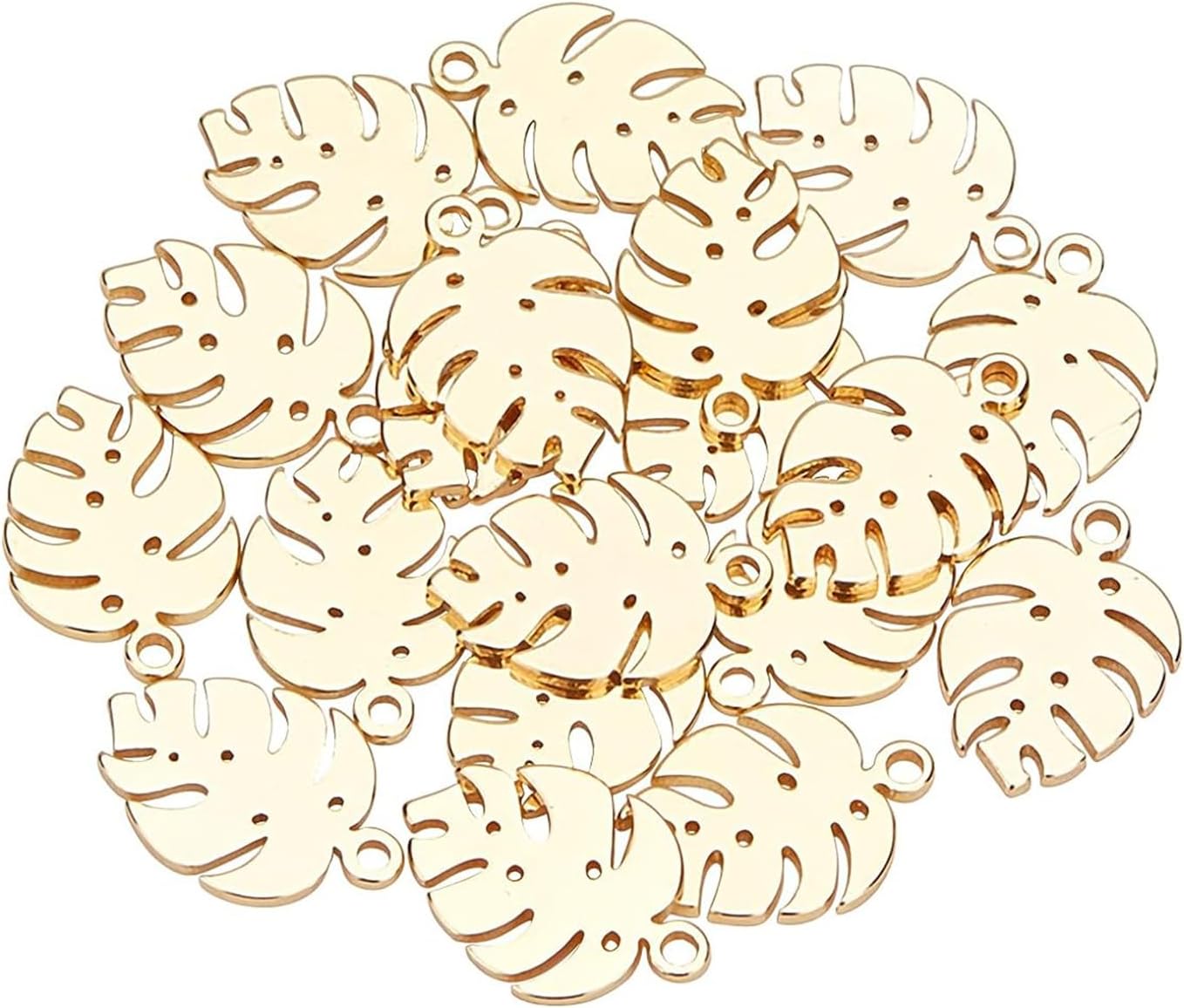 UNICRAFTALE Gold Plated Leaf Charms Stainless Steel Pendants Smooth Metal DIY Pendant for Jewelry Findings Making
