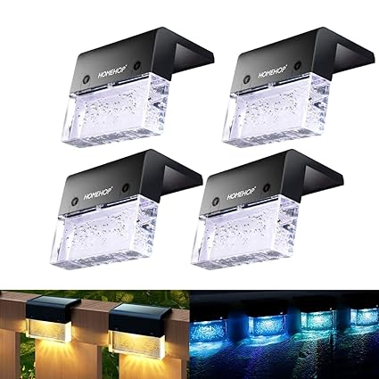Homehop Acrylonitrile Butadiene Styrene Solar Led Decoration Waterproof Lights For Home Outdoor Garden For Deck, Patio, Railing Step, (Pack of 4, Abs, Black)