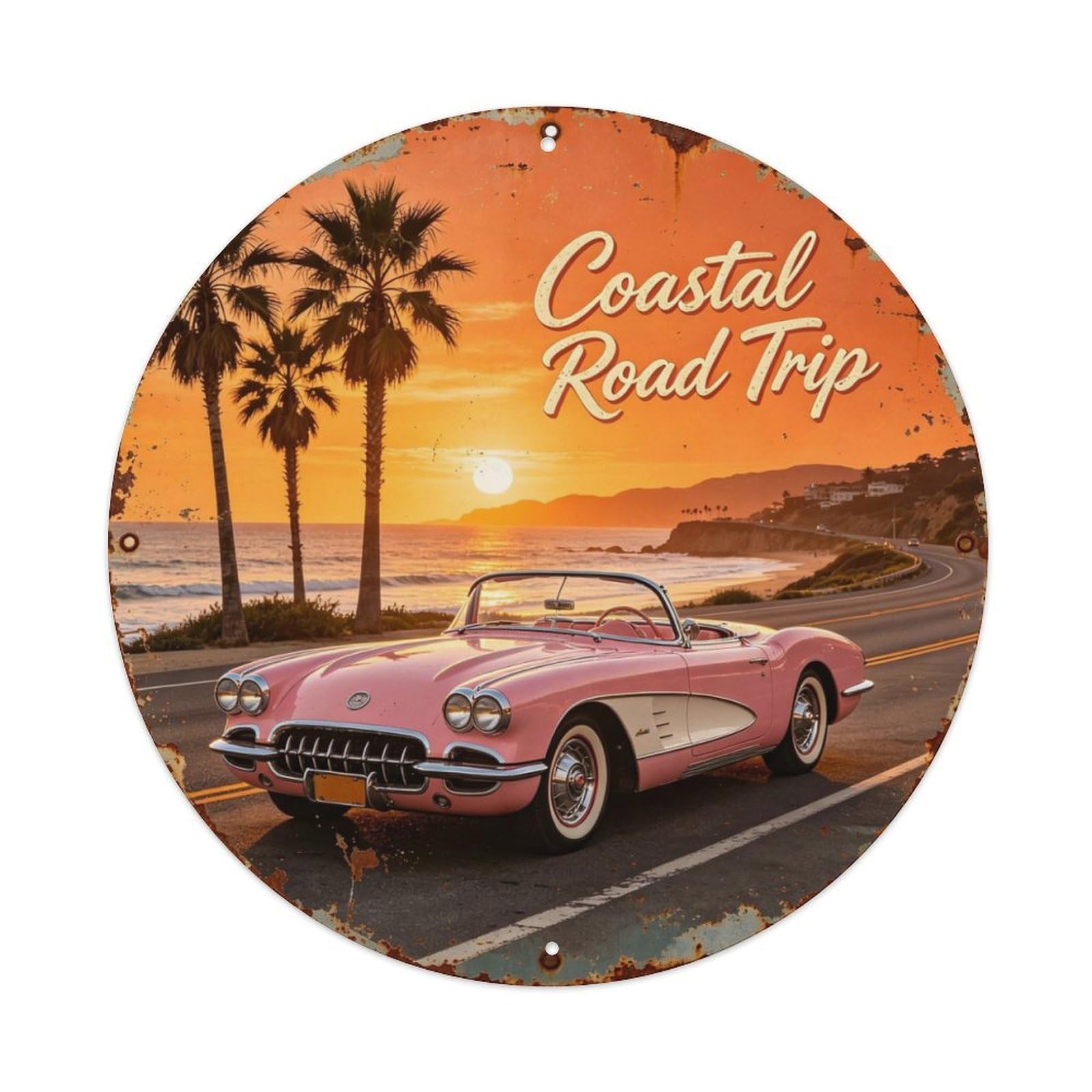 Coastal Road Trip Metal Tin Sign Plaque