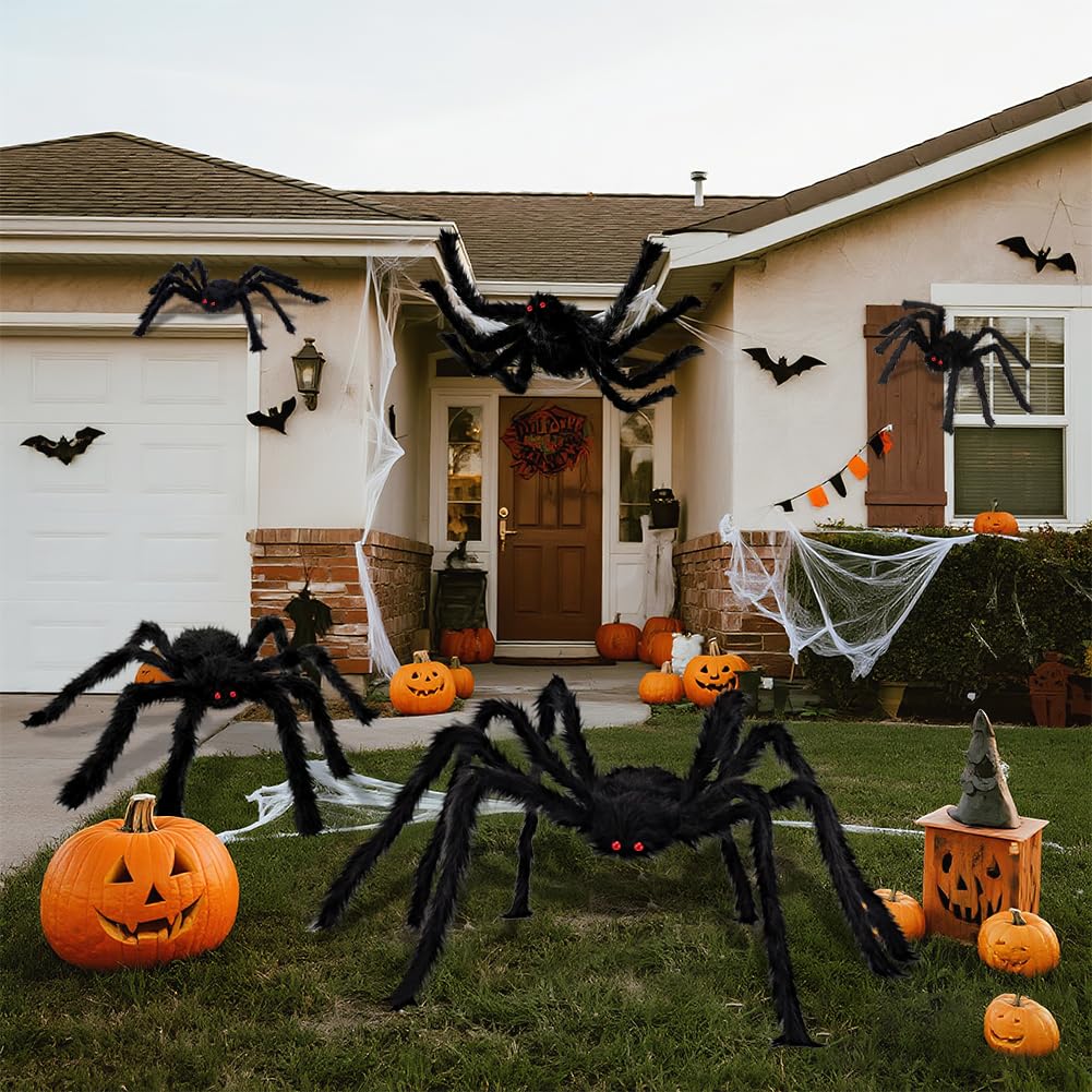 Halloween Realistische Haarige Spinnen Set, 6 Pack Halloween Spinnen Requisiten, Gruselige Spinnen mit verschiedenen Größen für Innen- und Außendekorationen