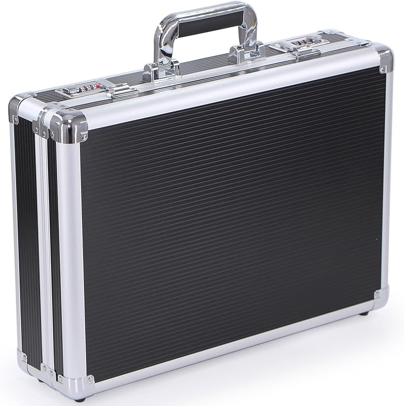 Maletín de 18 pulgadas con compartimento para computadora portátil, organizador de archivos, cerradura de combinación para oficina, viaje, negro, grande