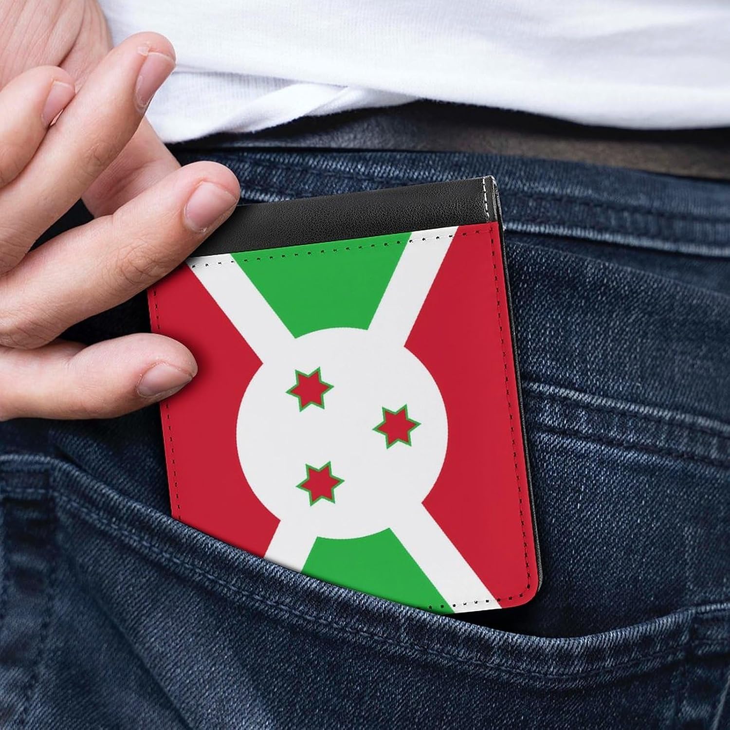 Burundi Flag Novelty Wallet Soft Slim Front Pocket Bifold Purse with ID Credit Card Holder