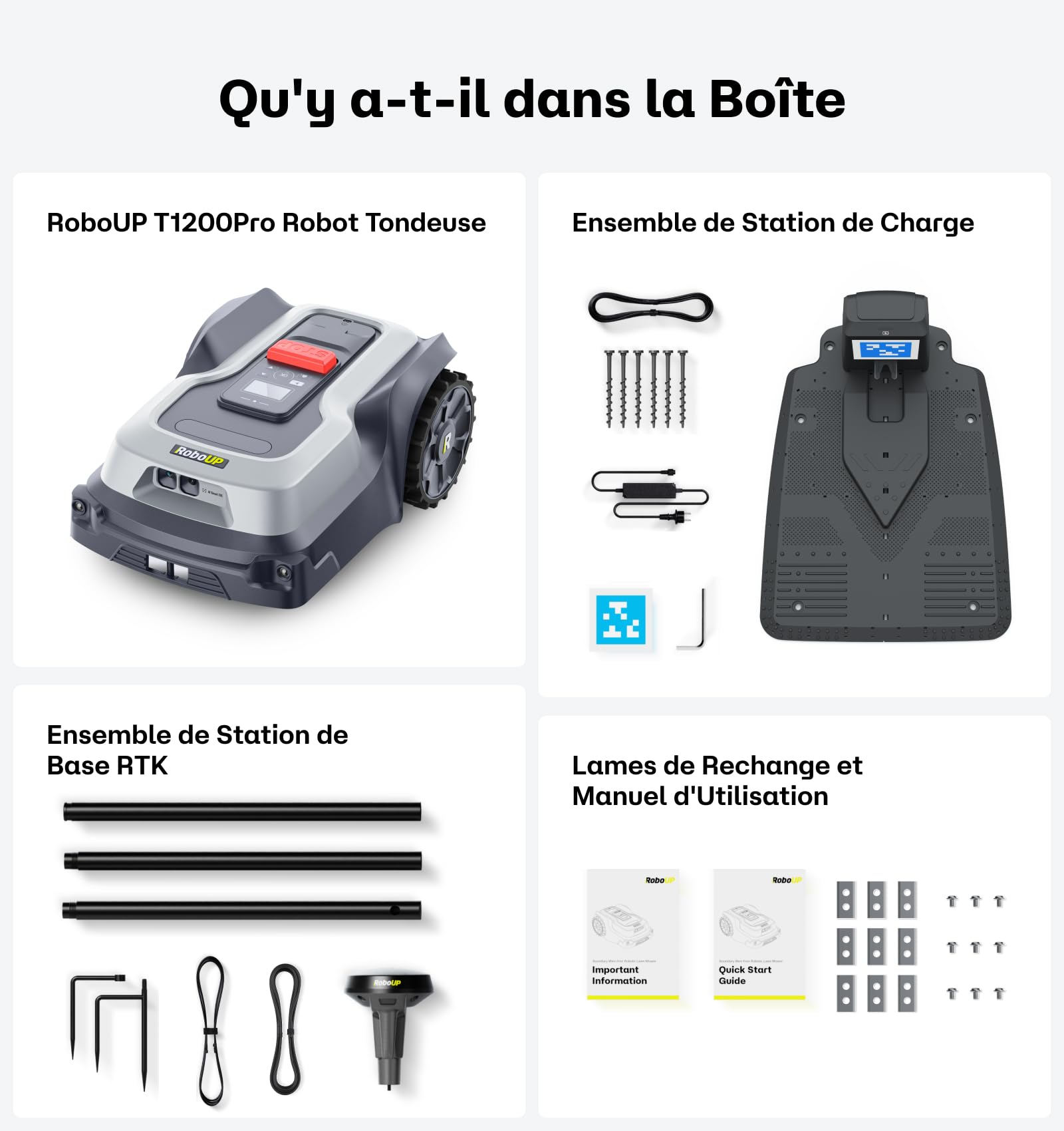 Robot Tondeuse sans Fil Périphérique T1200Pro pour 1500㎡, Robot Tondeuse avec Tonte Personnalisé via APP, Tonte Précise des Bordures, Pentes 24°, Tondeuse Automatique pour Cour Avant et Arrière