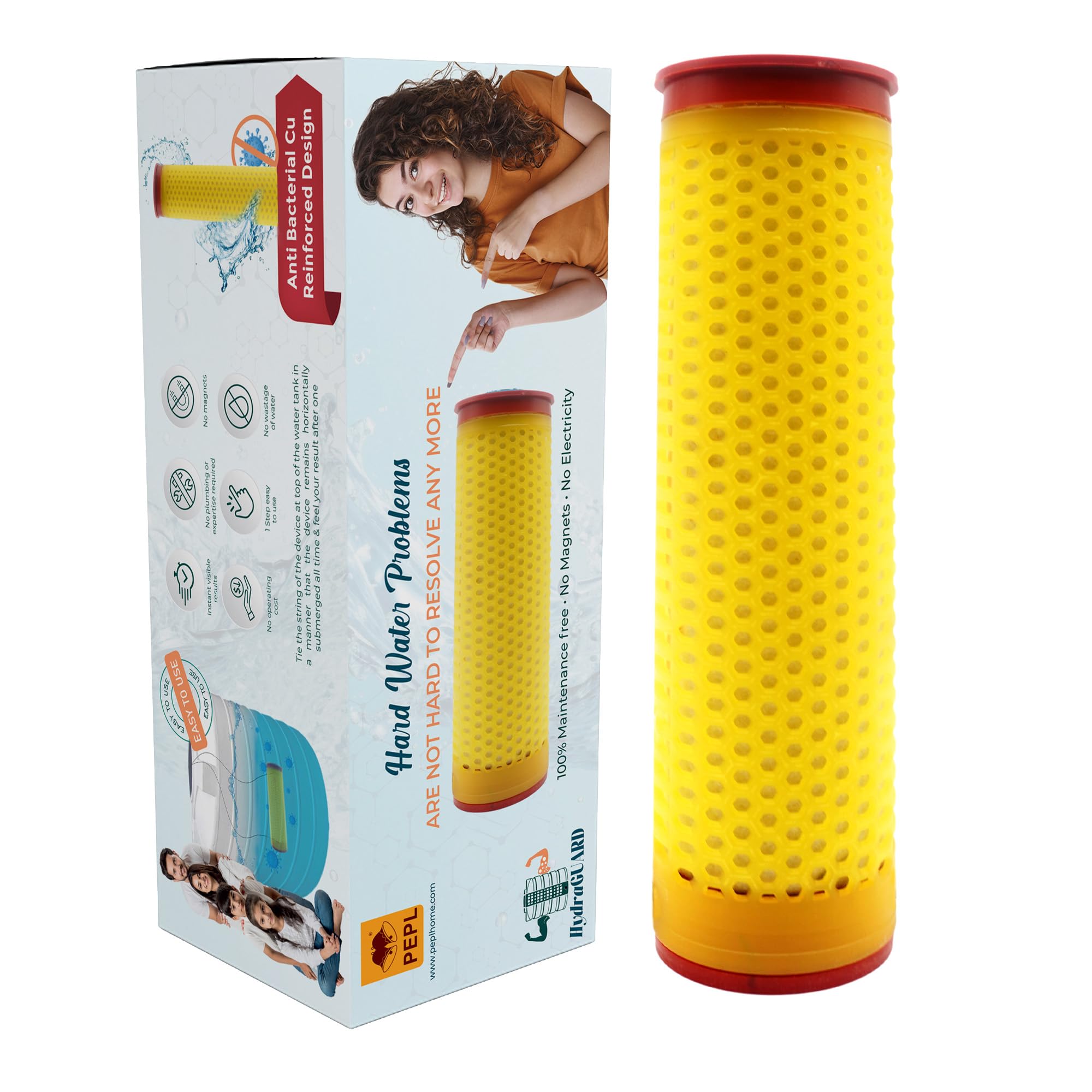 PEPL Hydra Guard Domestic Plus | For Whole House | For 750L-1,000L Tanks| Upto 1,000 L/D Usage | Reduces Hairfall, Hard Water & Scaling Problems | 10 to 12 Months Life | Softens 3.6 Lac Litres