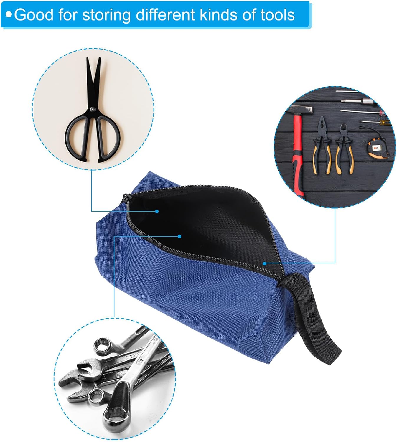 PATIKIL 10" Zipper Tool Pouch, Multipurpose Tool Bag Waterproof Tote Bag Storage Organizer for Screwdrivers Pliers, Blue