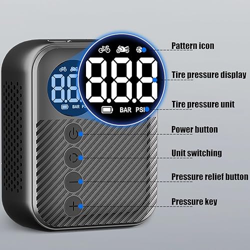 Miniatura 7 de Bicicletas de mano portátiles Bombas de aire Compresor de aire recargable portátil para coches Bicicletas Scooter eléctrico Neumáticos