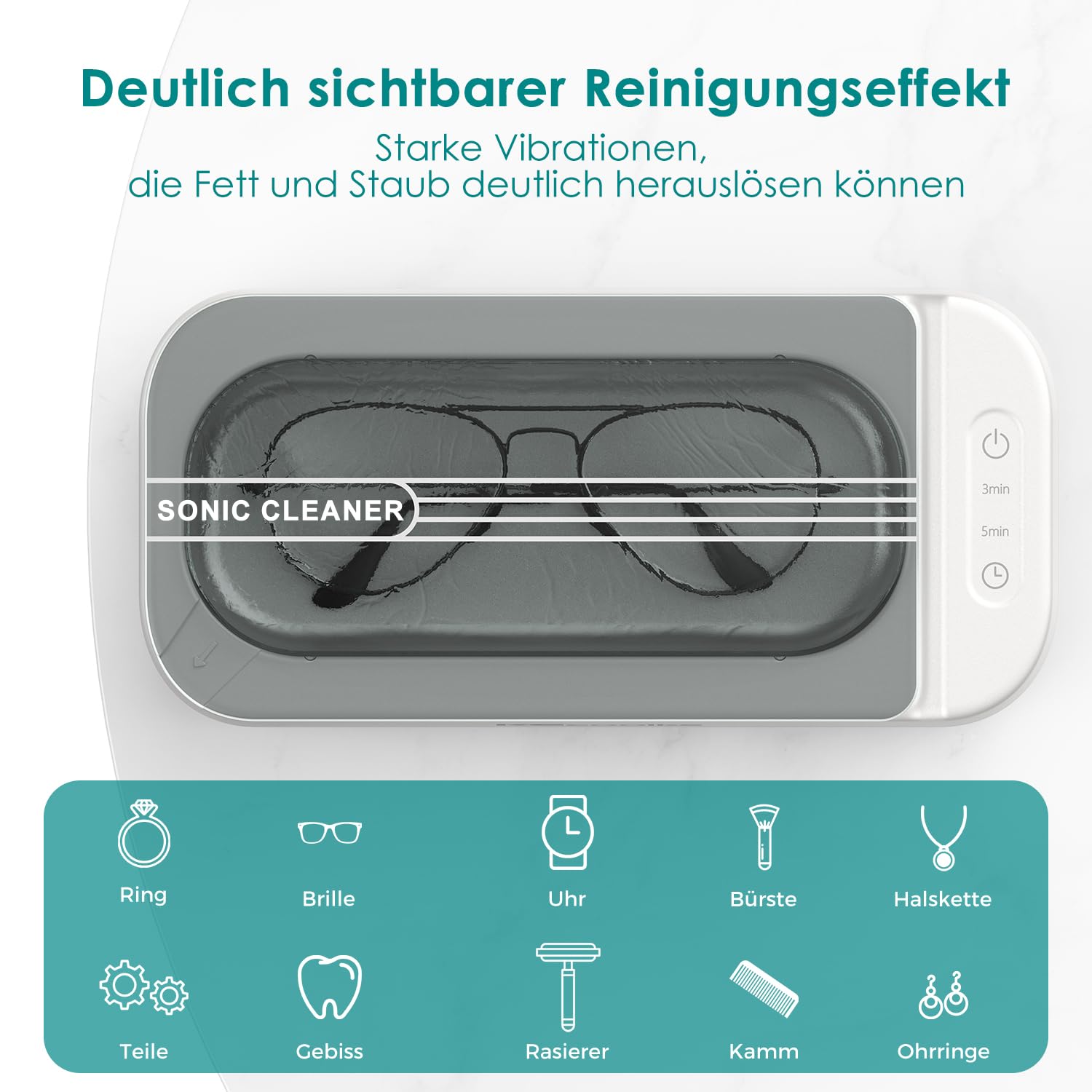 Ultraschallreinigungsgerät Ultraschallreiniger Ultraschallgerät KECOOLKE 400ml Sonic Cleaner mit digitalem Timer für Brillen, Ringe, Münzen, Fingerringe, Geld