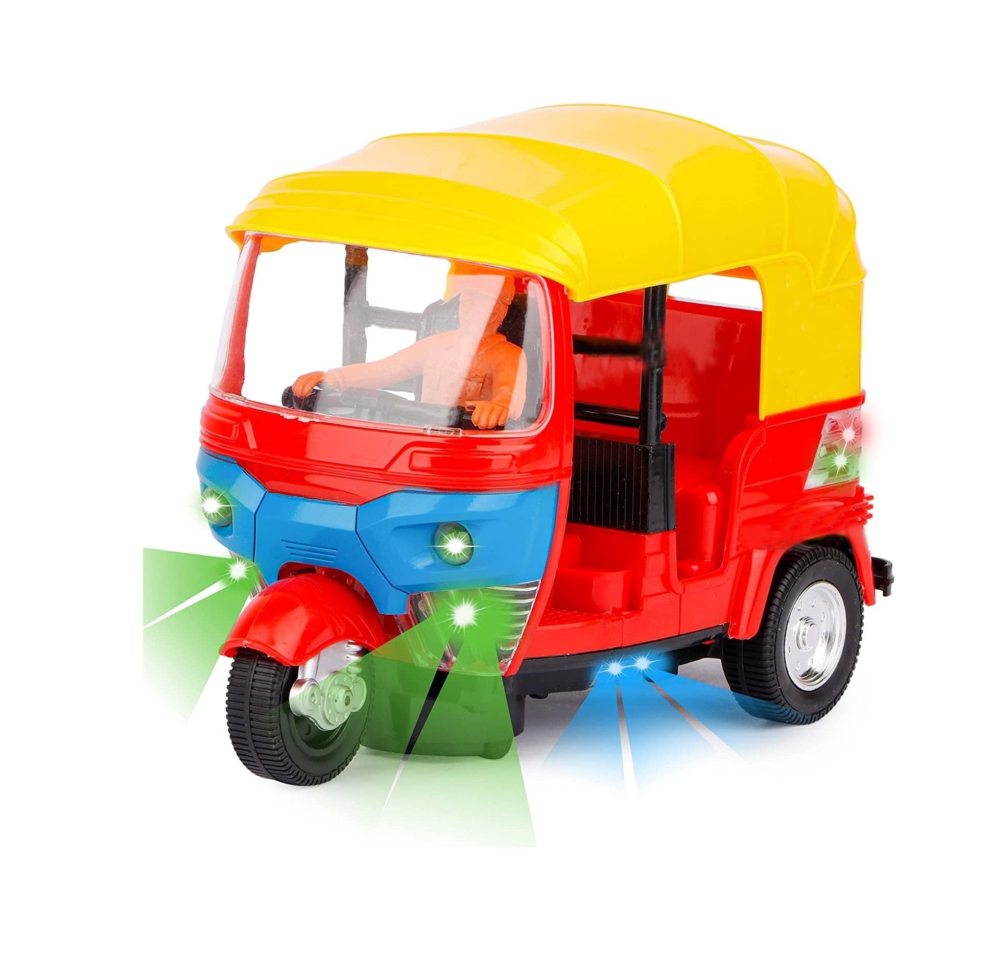 Jack Royal Tricycle Auto Rickshaw Toys and Gift Auto Rickshaw Toys with Attractive Light Sound, Battery Operated 3 Wheel Tricycle Toy Musical LED Light Auto for Kids Boys and Girls Toddlers (B0BNX5JW6Q) Amazon Price History, Amazon Price Tracker