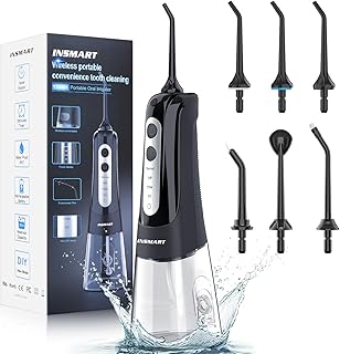 INSMART Water Flosser Cordless Dental Pick for Teeth Clean, Professional Oral Irrigator DIY 4 Modes IPX7 Waterproof 300ML ...