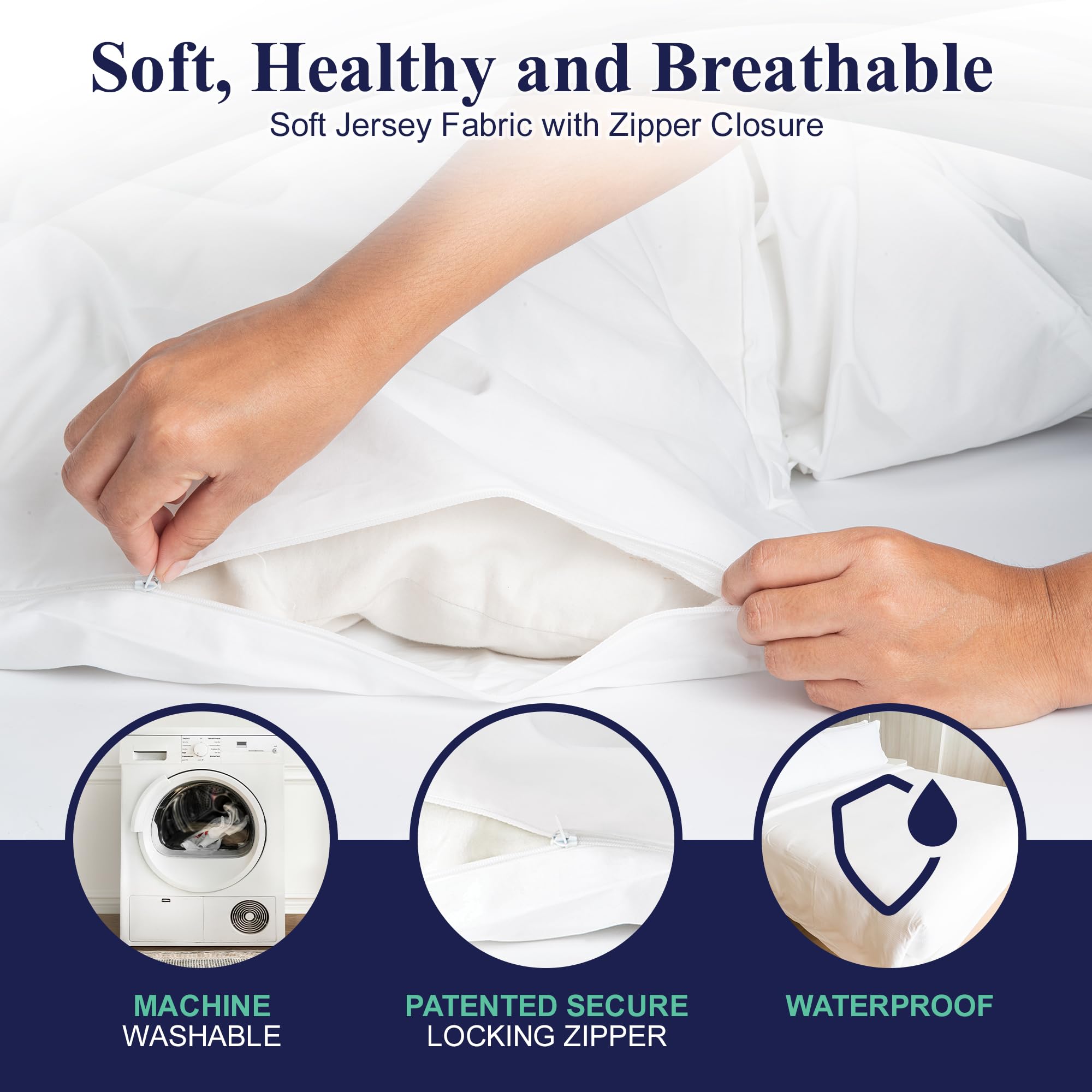 Waterproof Duvet Cover or Waterproof Blanket Cover-Dust, Pet Dander, Feather, Pollen & Allergy Control Duvet Protector (Full/ 86x86)