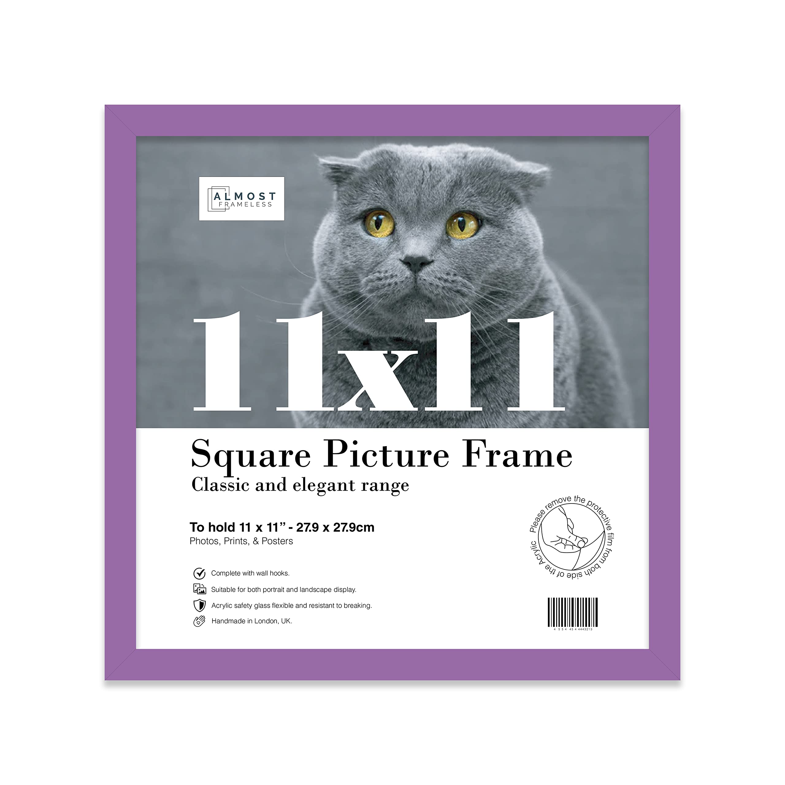 11x11 Inch Purple Square Thin Photo Frame Wall Mountable Thin Picture Frame Standard Square Photograph Size, 11" X 11"(28 X 28cm)