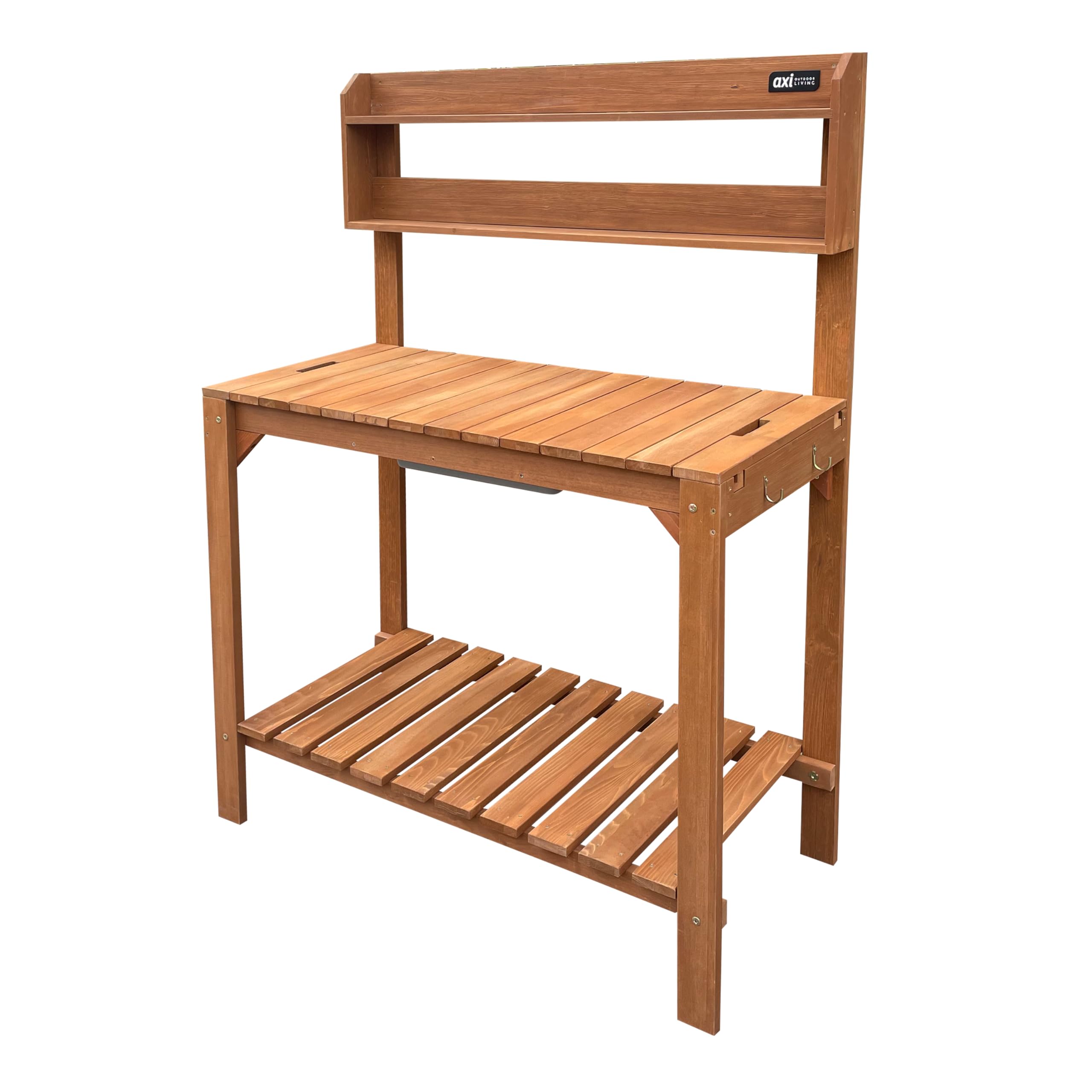 AXI Pflanztisch mit verschiebbarer Arbeitsplatte, Braun | FSC 100% Hemlock-Holz - Praktischer mit Stauraum für Garten/Balkon/Terrasse - 100 x 46 x 140 cm
