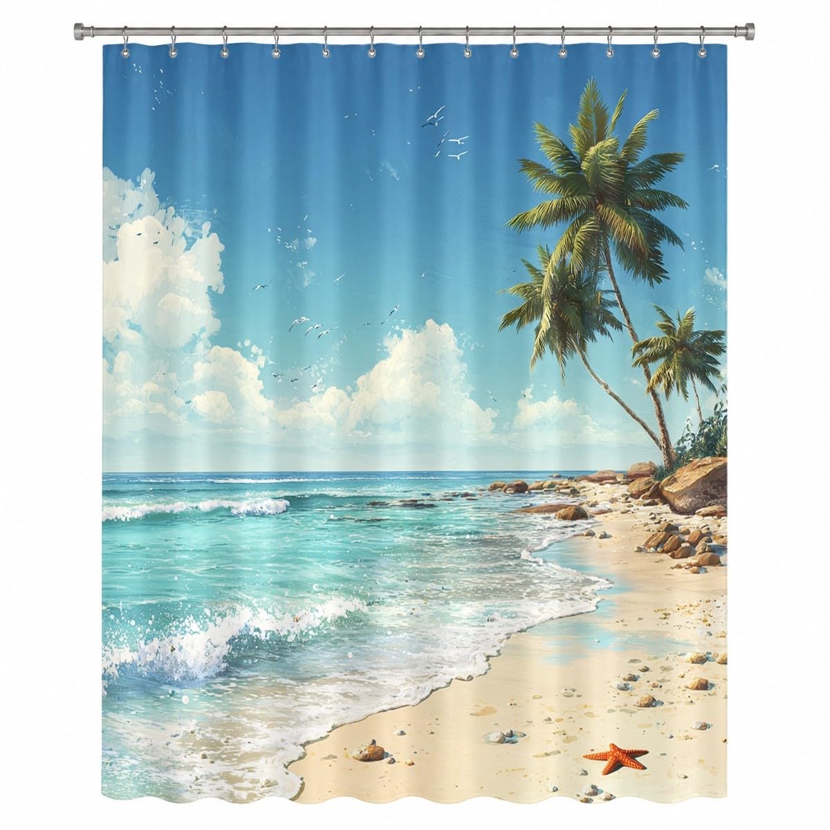 Tenda Doccia 240x200 cm Paesaggio Antimuffa e Impermeabile Poliestere