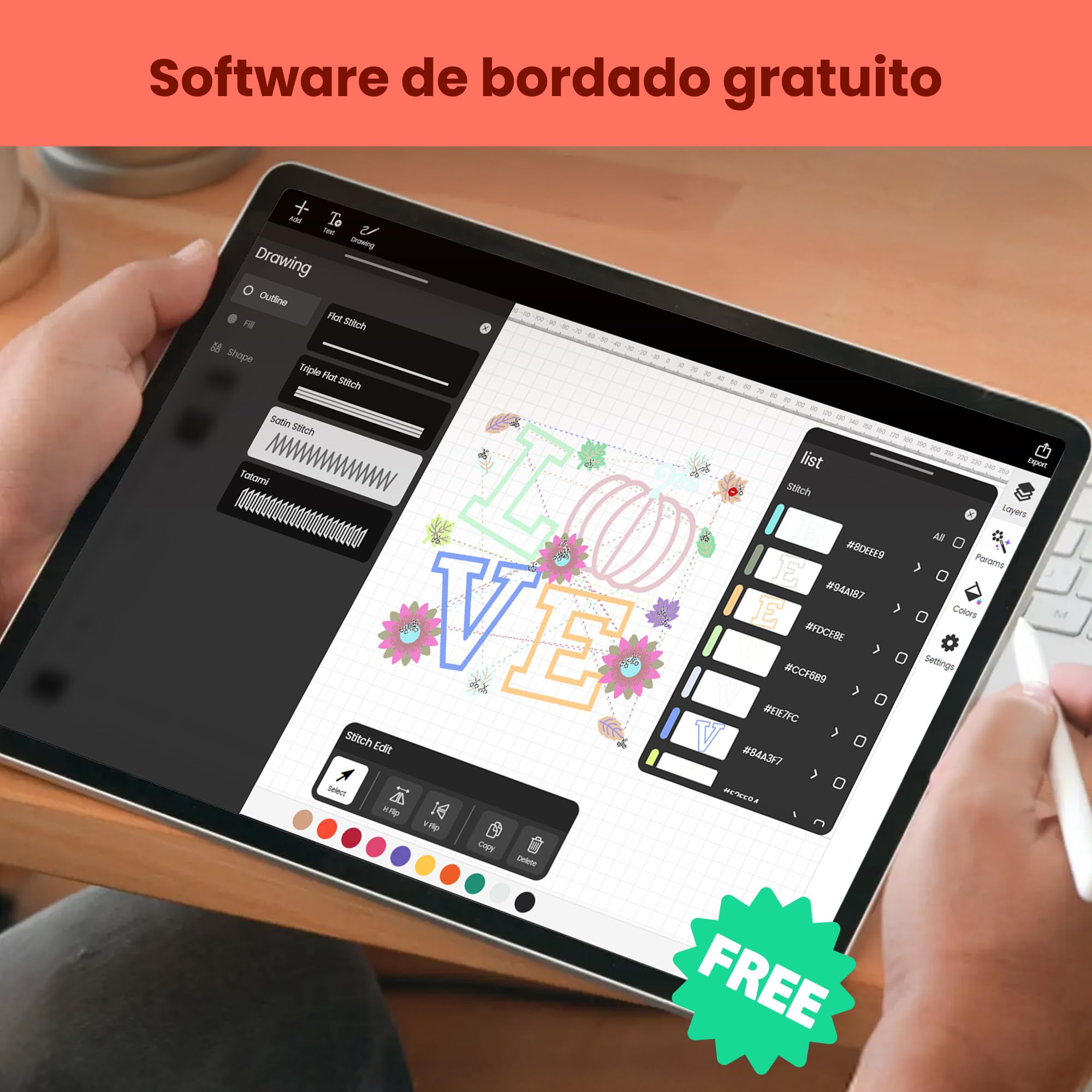 PooLin EOC03 Máquina de bordado – Máquina de bordar electrónica – Pantalla táctil LCD de 4,3″, bastidores de 10×10 cm y 10×23,5 cm, importación de diseños por USB/Wi-Fi, ideal para principiantes y exp