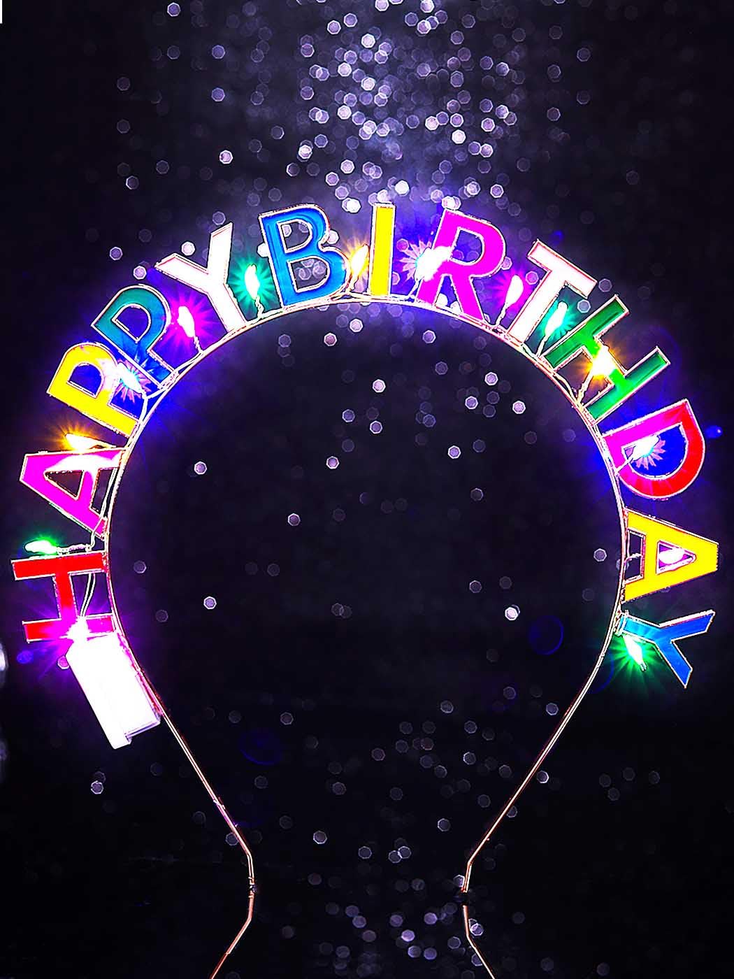 SixexeyLight Up Happy Birthday Headbands Colorful LED Hair Band for Birthday Celebration Party Favors Hair Accessories for Women