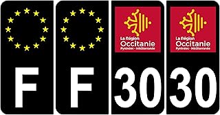 4 pegatinas para placa de matrícula de coche (30 occitania), color negro