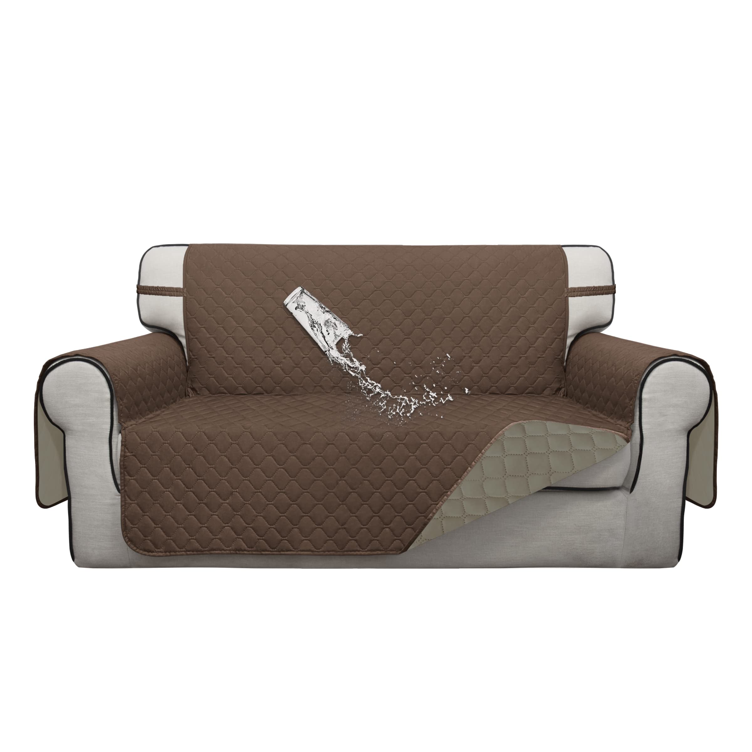 ISSUNTEX Double Protection 100% Waterproof Loveseat Sofa Covers for Living Room, Couch Covers for 2 Cushion Couch Sofa, Reversible Furniture Protector