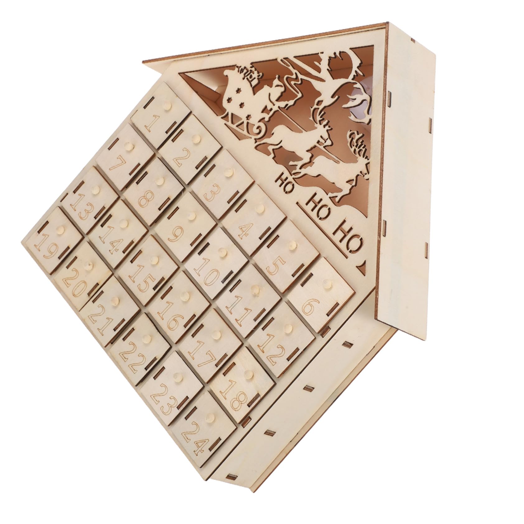 Zerodeko 24cassetto Calendario Avvento in Legno Illuminazione LED per Conto alla Rovescia Natalizio Decorazione da Riutilizzabile