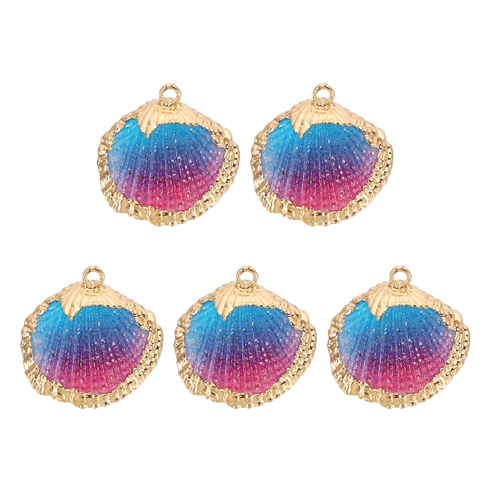 PATIKIL Natural Seashell Pendants, 5 Pcs Dyed Shells Craft Charm Scallop Shells for Necklace DIY Ocean Jewelry Making Blue Purple