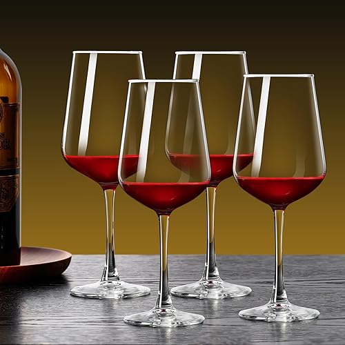 Miniatura 3 de PARACITY Juego de 2 copas de vino, copas de vino sopladas a mano, vidrio transparente, copa de tallo largo para vino tinto y blanco, regalos de